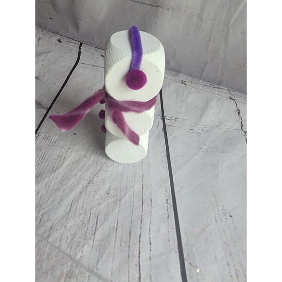 Wooden Handmade Snowman Purple Winter Tiered Tray Home Decor Shelf Sitter - Picture 3 of 5